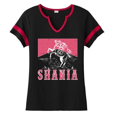 Vintage Retro Cowgirl Shania Ladies Halftime Notch Neck Tee