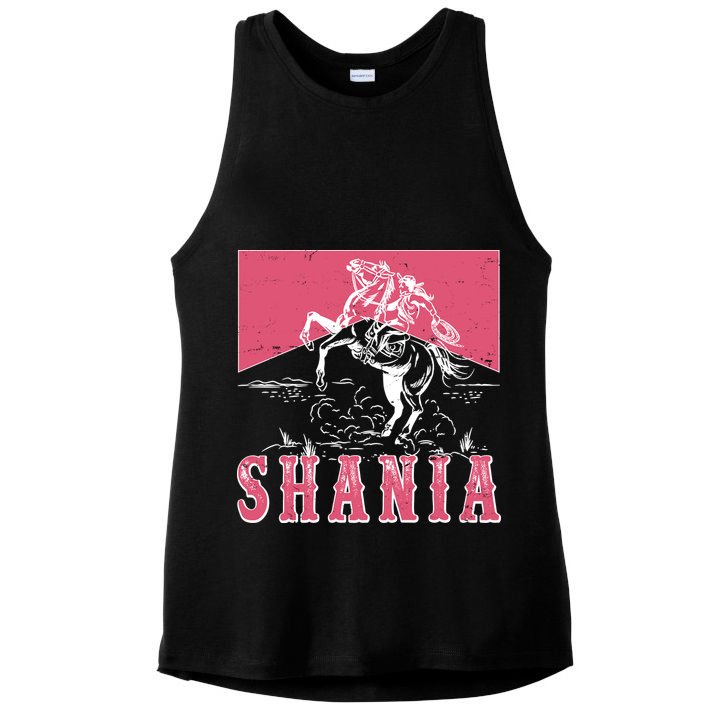 Vintage Retro Cowgirl Shania Ladies PosiCharge Tri-Blend Wicking Tank