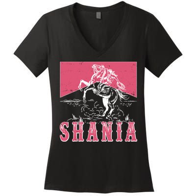 Vintage Retro Cowgirl Shania Women's V-Neck T-Shirt