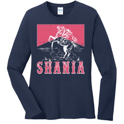 Vintage Retro Cowgirl Shania Ladies Long Sleeve Shirt