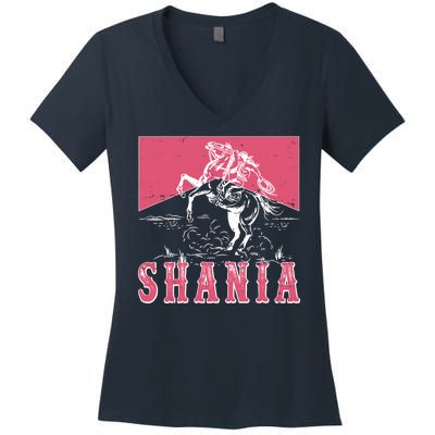 Vintage Retro Cowgirl Shania Women's V-Neck T-Shirt