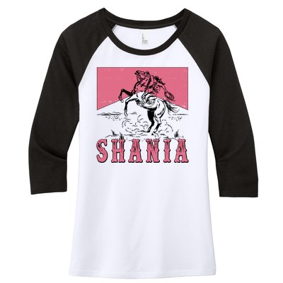 Vintage Retro Cowgirl Shania Women's Tri-Blend 3/4-Sleeve Raglan Shirt