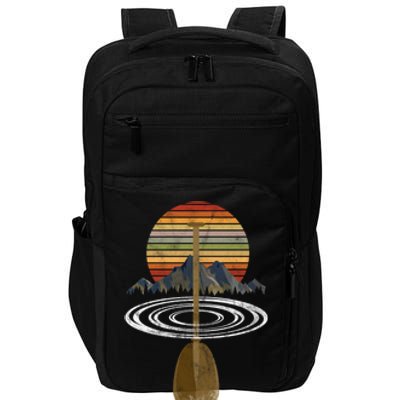 Vintage Retro Canoe Paddle And Mountains Rafting Gift Impact Tech Backpack