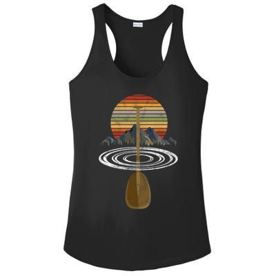 Vintage Retro Canoe Paddle And Mountains Rafting Gift Ladies PosiCharge Competitor Racerback Tank