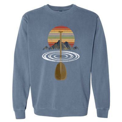 Vintage Retro Canoe Paddle And Mountains Rafting Gift Garment-Dyed Sweatshirt