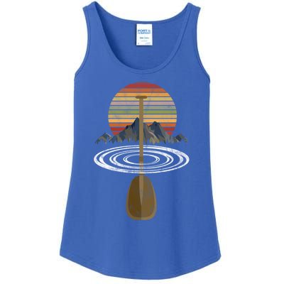 Vintage Retro Canoe Paddle And Mountains Rafting Gift Ladies Essential Tank