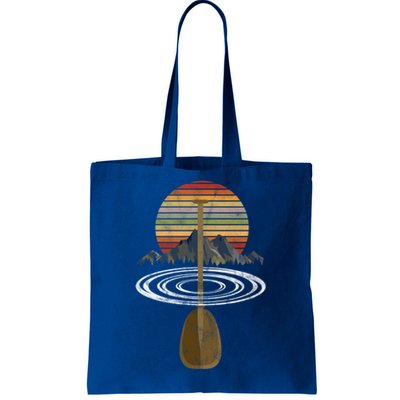 Vintage Retro Canoe Paddle And Mountains Rafting Gift Tote Bag