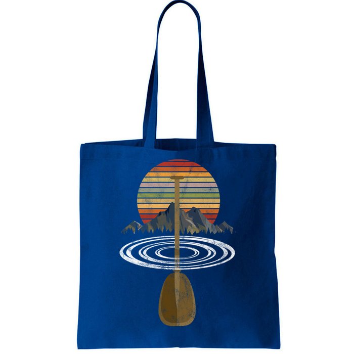 Vintage Retro Canoe Paddle And Mountains Rafting Gift Tote Bag