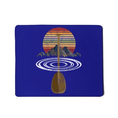 Vintage Retro Canoe Paddle And Mountains Rafting Gift Mousepad