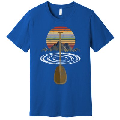 Vintage Retro Canoe Paddle And Mountains Rafting Gift Premium T-Shirt