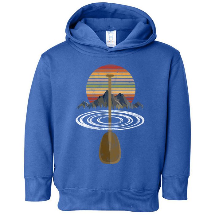 Vintage Retro Canoe Paddle And Mountains Rafting Gift Toddler Hoodie