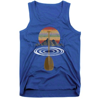 Vintage Retro Canoe Paddle And Mountains Rafting Gift Tank Top