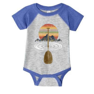 Vintage Retro Canoe Paddle And Mountains Rafting Gift Infant Baby Jersey Bodysuit