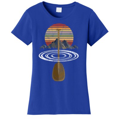 Vintage Retro Canoe Paddle And Mountains Rafting Gift Women's T-Shirt