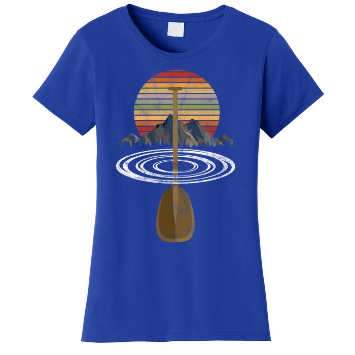 Vintage Retro Canoe Paddle And Mountains Rafting Gift Women's T-Shirt