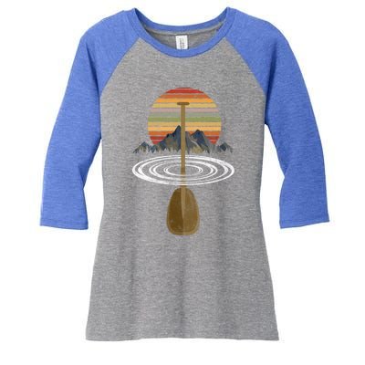 Vintage Retro Canoe Paddle And Mountains Rafting Gift Women's Tri-Blend 3/4-Sleeve Raglan Shirt