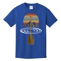 Vintage Retro Canoe Paddle And Mountains Rafting Gift Kids T-Shirt