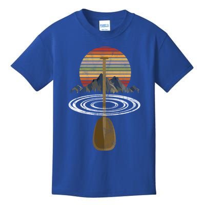 Vintage Retro Canoe Paddle And Mountains Rafting Gift Kids T-Shirt