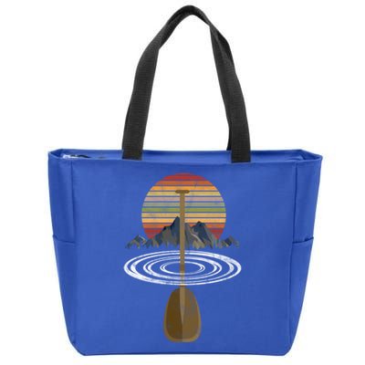 Vintage Retro Canoe Paddle And Mountains Rafting Gift Zip Tote Bag