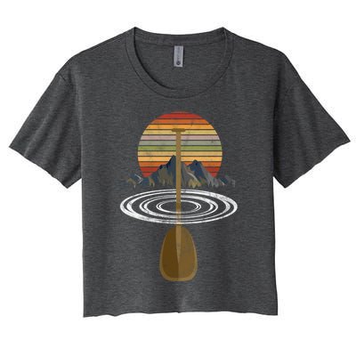 Vintage Retro Canoe Paddle And Mountains Rafting Gift Women's Crop Top Tee