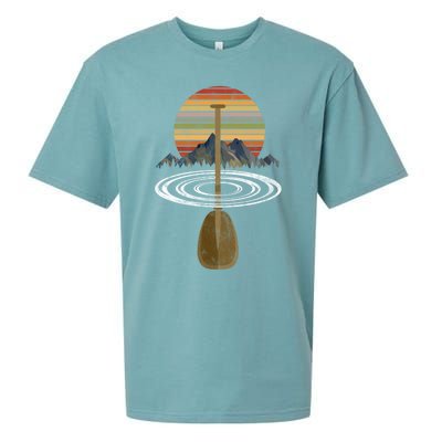 Vintage Retro Canoe Paddle And Mountains Rafting Gift Sueded Cloud Jersey T-Shirt