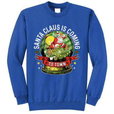 Vintage Retro Christmas Santa Claus Is Coming To Town Gift Tall Sweatshirt