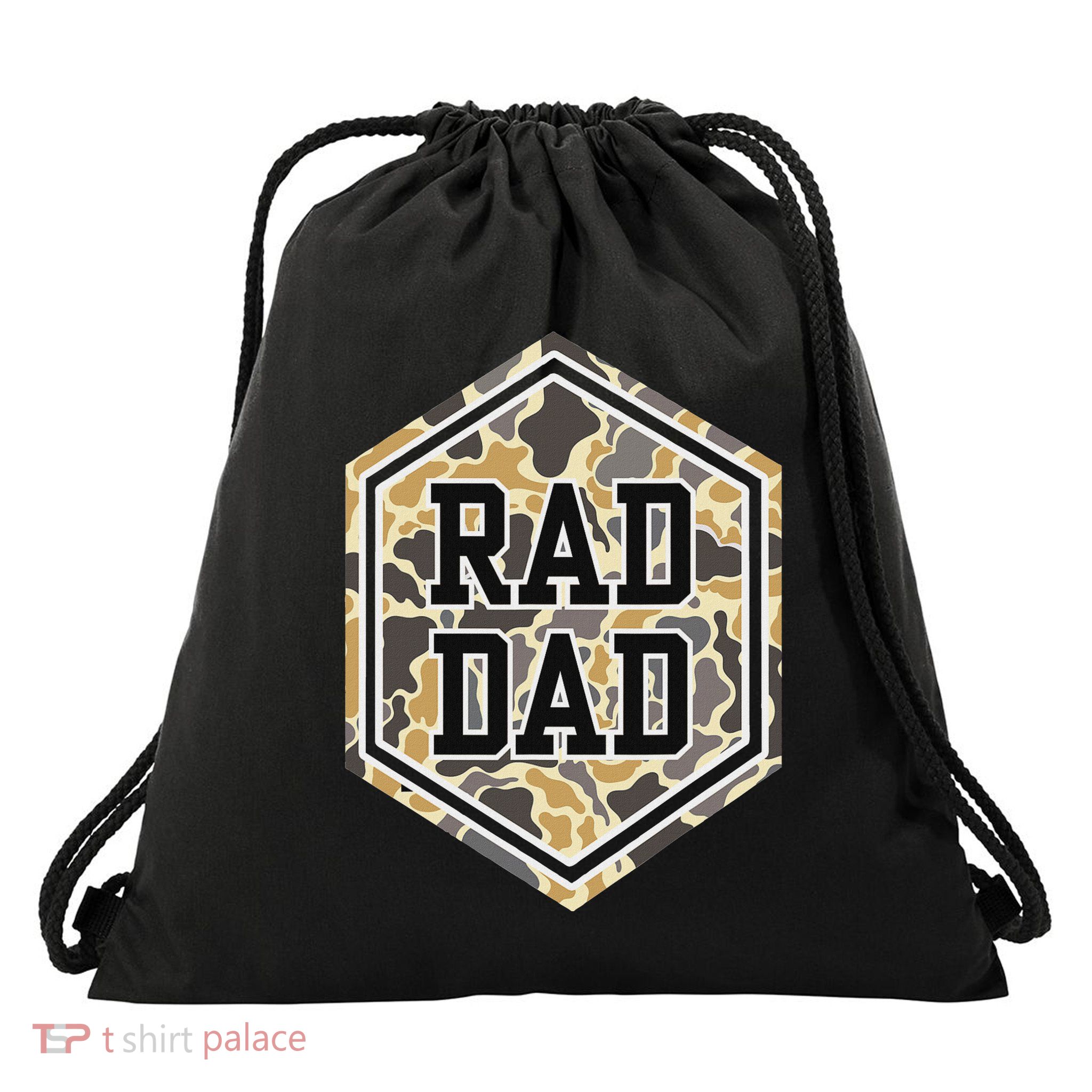 Vintage Rad Camo Dad Daddy Papa Happy FatherS Day Drawstring Bag