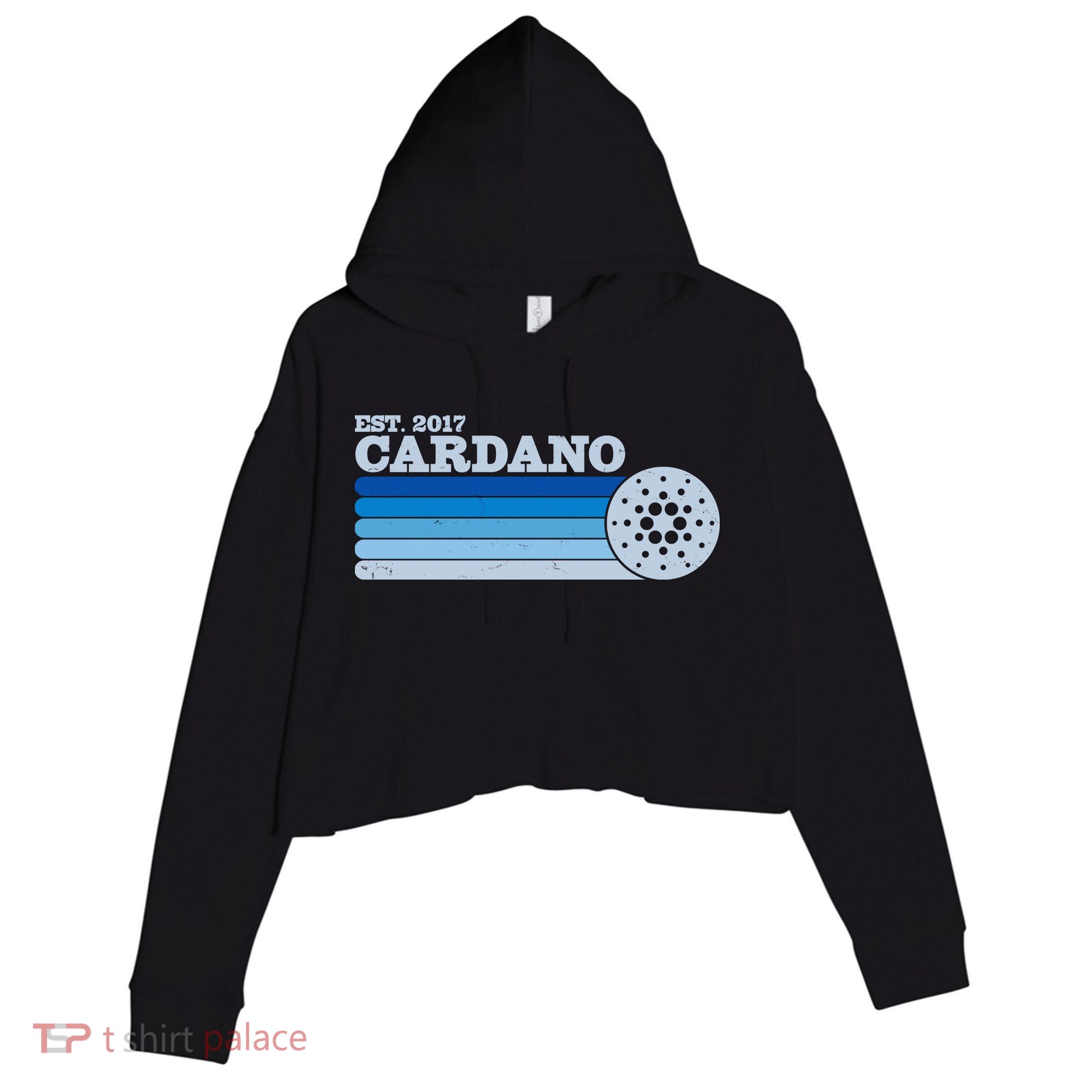 Vintage Retro Cardano Cryptocurrency Logo Crop Fleece Hoodie