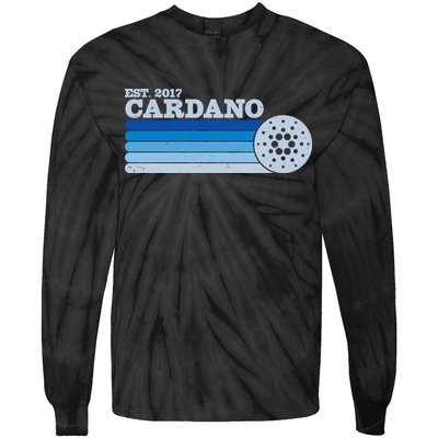 Vintage Retro Cardano Cryptocurrency Logo Tie-Dye Long Sleeve Shirt