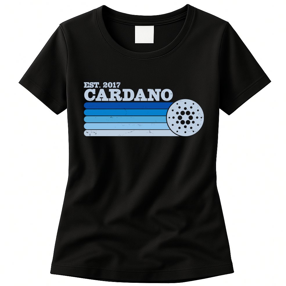 Vintage Retro Cardano Cryptocurrency Logo Womens T-Shirt