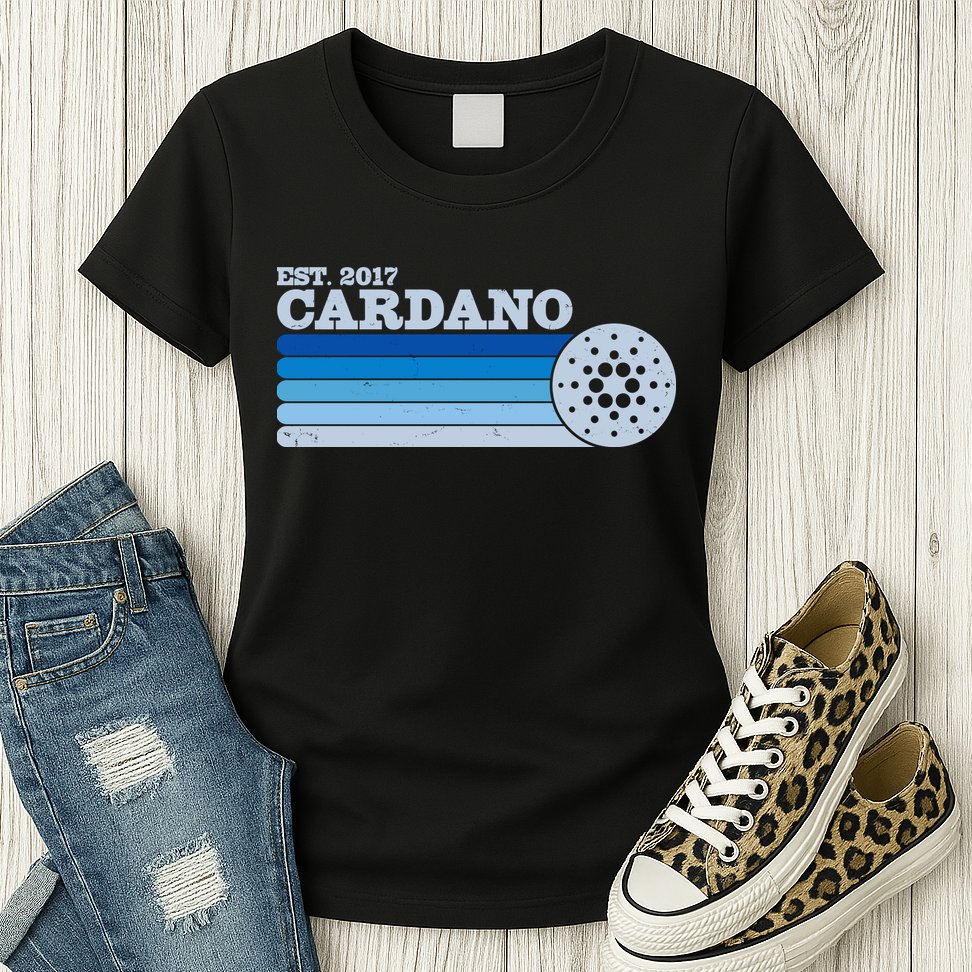 Vintage Retro Cardano Cryptocurrency Logo Womens T-Shirt