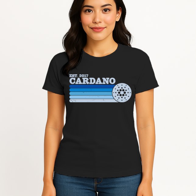 Vintage Retro Cardano Cryptocurrency Logo Womens T-Shirt