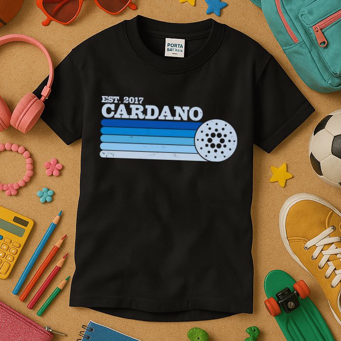 Vintage Retro Cardano Cryptocurrency Logo Kids T-Shirt