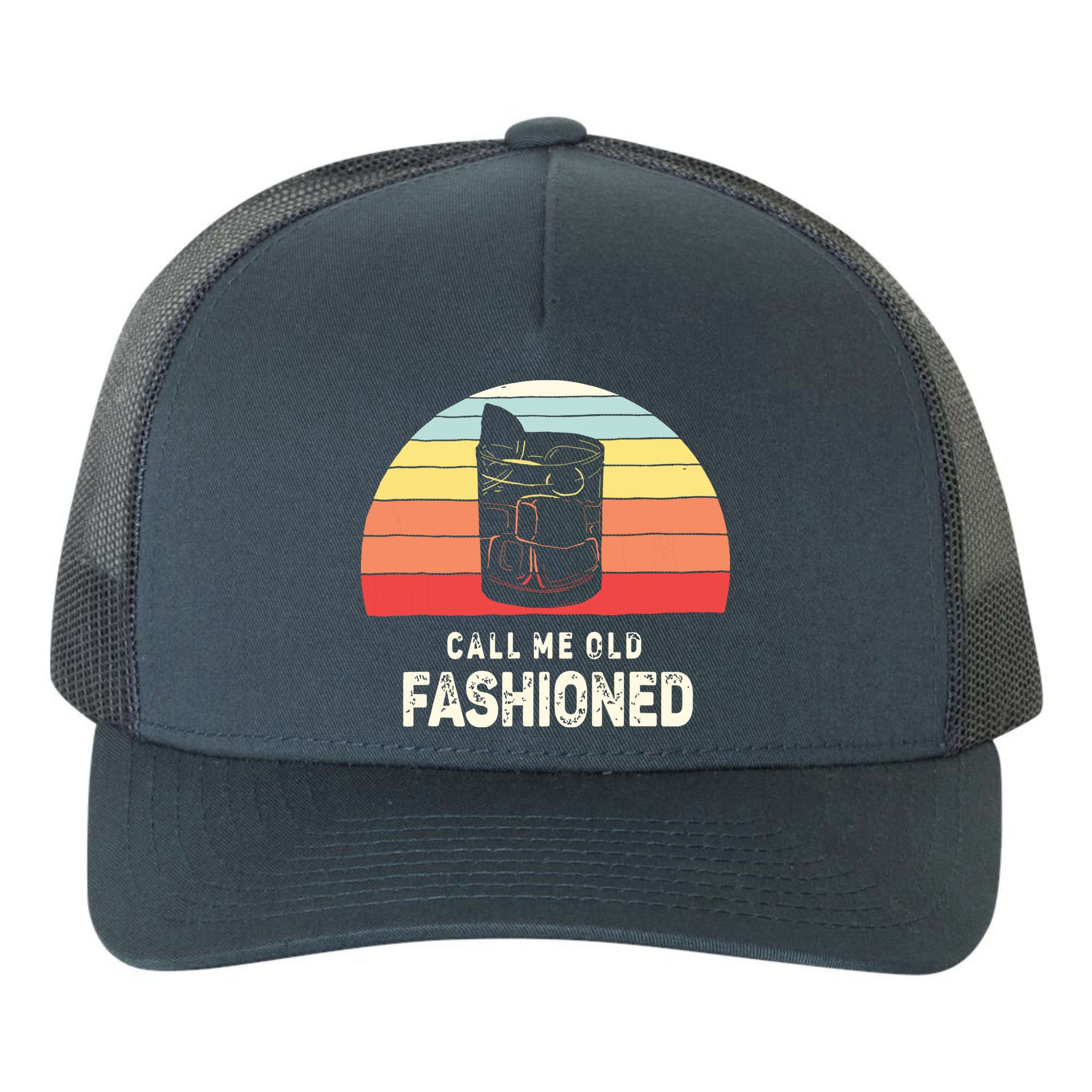 Vintage Retro Call Me Old Fashioned Whiskey Lover Yupoong Adult 5-Panel Trucker Hat