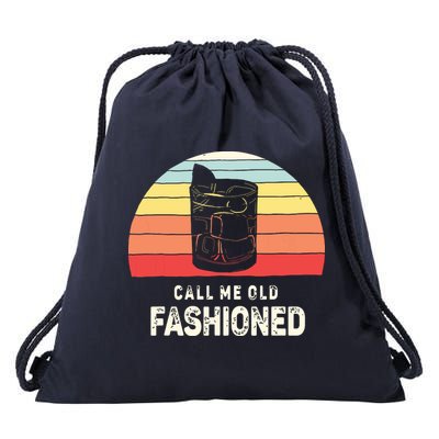 Vintage Retro Call Me Old Fashioned Whiskey Lover Drawstring Bag