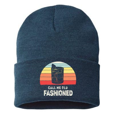 Vintage Retro Call Me Old Fashioned Whiskey Lover Sustainable Knit Beanie