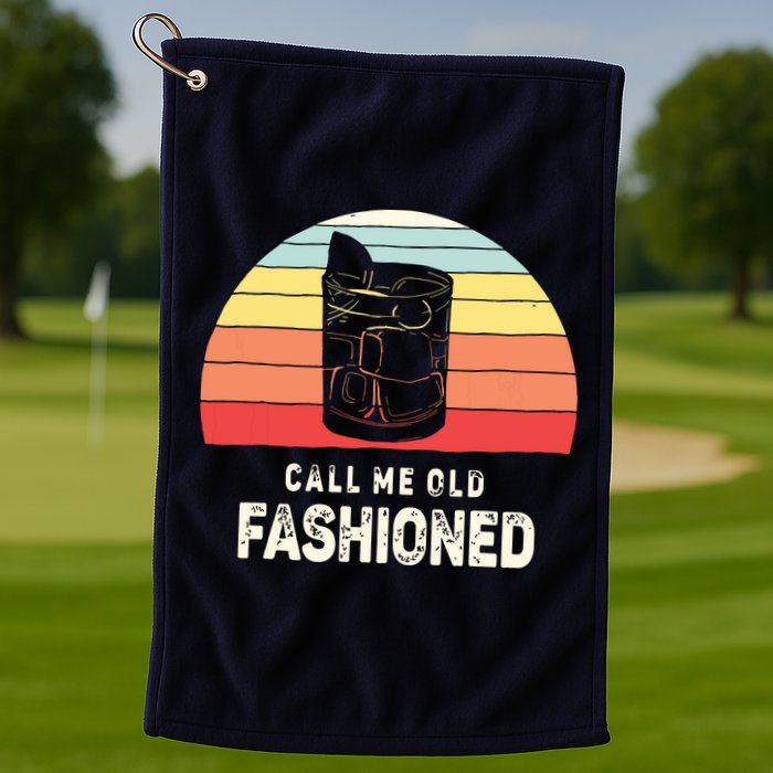 Vintage Retro Call Me Old Fashioned Whiskey Lover Golf Towel