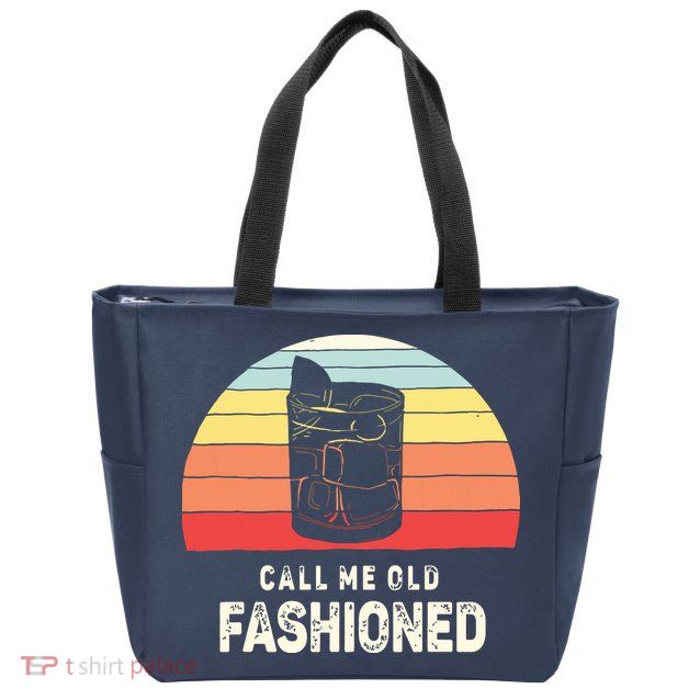 Vintage Retro Call Me Old Fashioned Whiskey Lover Zip Tote Bag