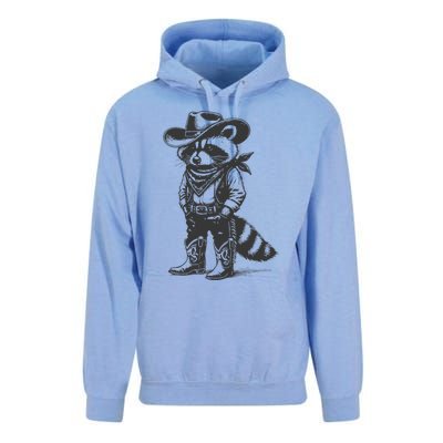 Vintage Raccoon Cowboy Cowgirl Trash Panda Western Country Gift Unisex Surf Hoodie