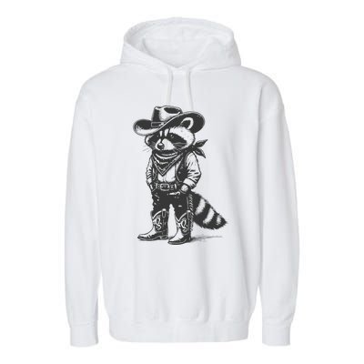 Vintage Raccoon Cowboy Cowgirl Trash Panda Western Country Gift Garment-Dyed Fleece Hoodie