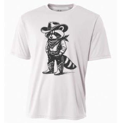 Vintage Raccoon Cowboy Cowgirl Trash Panda Western Country Gift Cooling Performance Crew T-Shirt