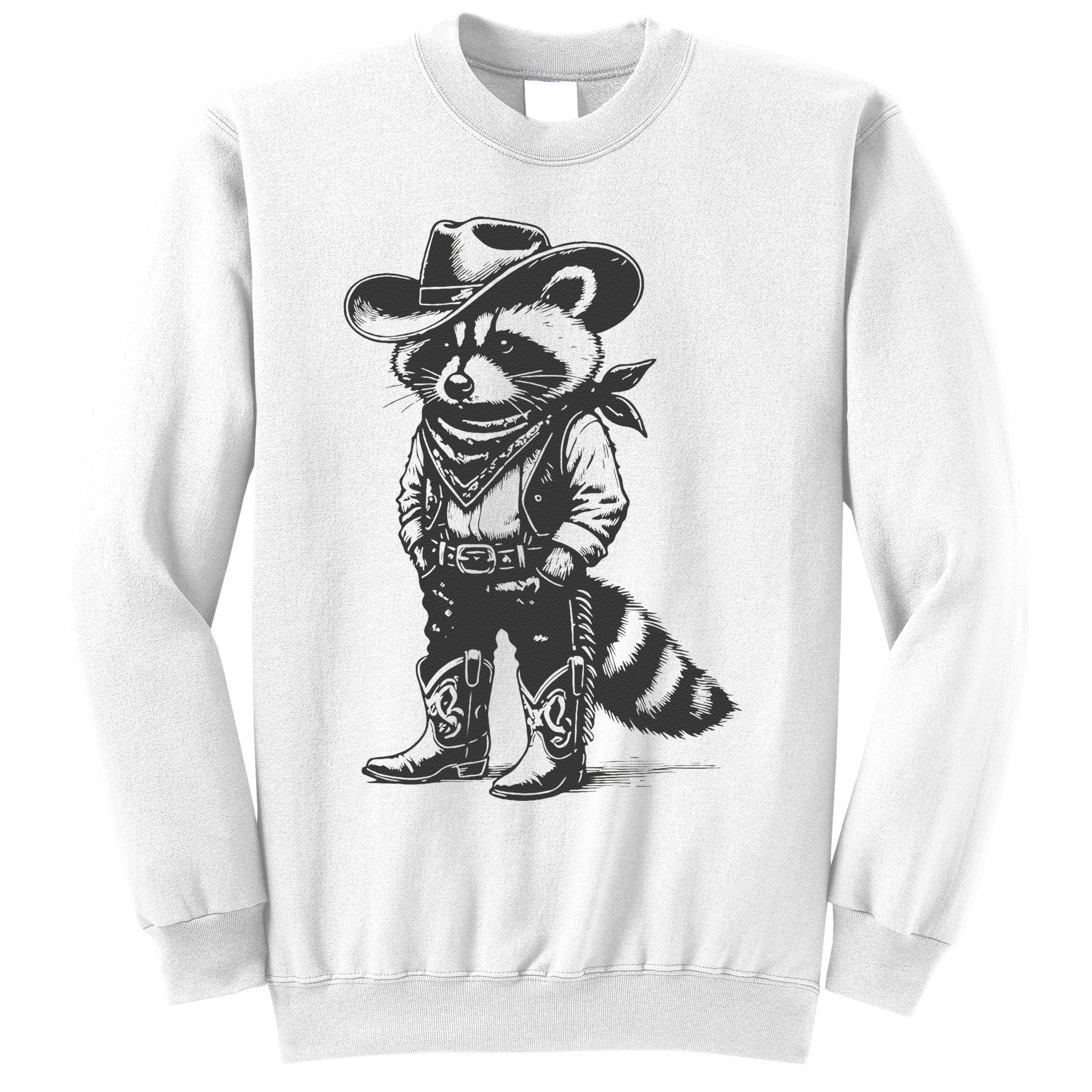 Vintage Raccoon Cowboy Cowgirl Trash Panda Western Country Gift Sweatshirt