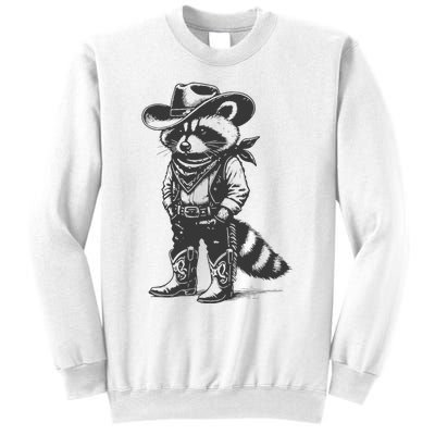 Vintage Raccoon Cowboy Cowgirl Trash Panda Western Country Gift Sweatshirt