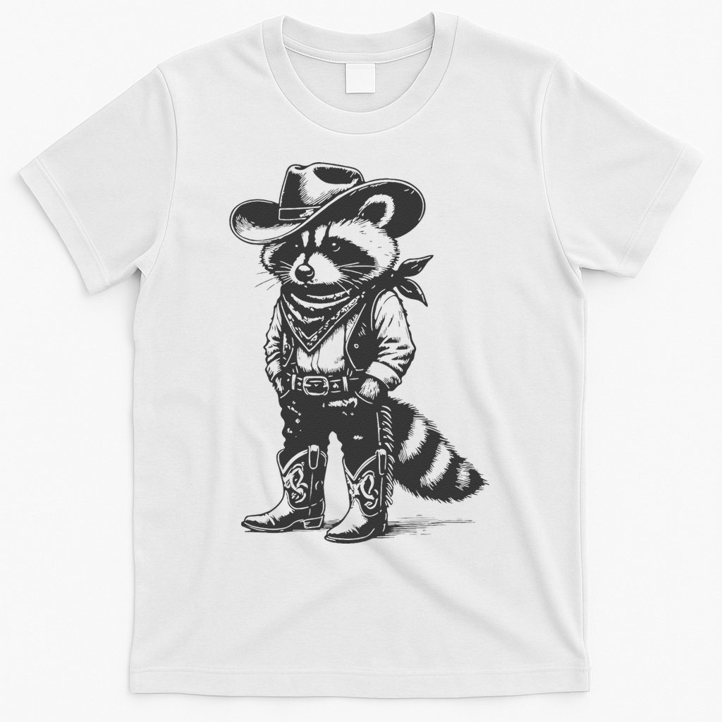 Vintage Raccoon Cowboy Cowgirl Trash Panda Western Country Gift T-Shirt