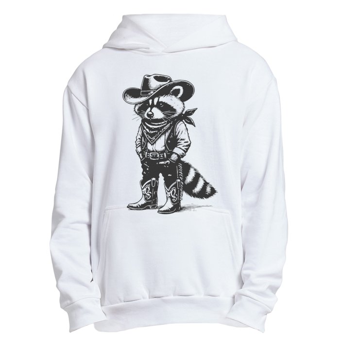 Vintage Raccoon Cowboy Cowgirl Trash Panda Western Country Gift Urban Pullover Hoodie