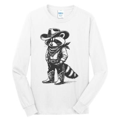 Vintage Raccoon Cowboy Cowgirl Trash Panda Western Country Gift Tall Long Sleeve T-Shirt