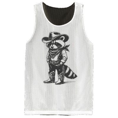 Vintage Raccoon Cowboy Cowgirl Trash Panda Western Country Gift Mesh Reversible Basketball Jersey Tank