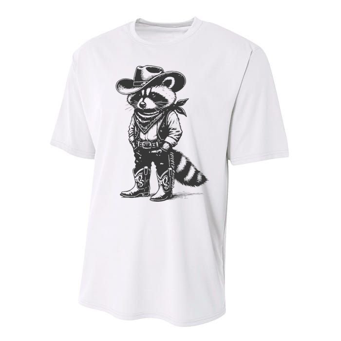 Vintage Raccoon Cowboy Cowgirl Trash Panda Western Country Gift Performance Sprint T-Shirt