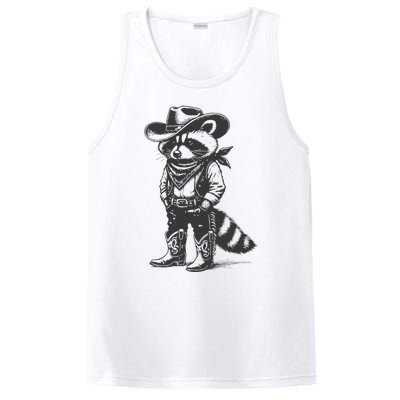 Vintage Raccoon Cowboy Cowgirl Trash Panda Western Country Gift PosiCharge Competitor Tank