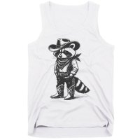 Vintage Raccoon Cowboy Cowgirl Trash Panda Western Country Gift Tank Top